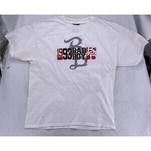 Vintage Y2K Bad Boy Athletics Graphic T Shirt Men XL White Since 1993 Streetwear